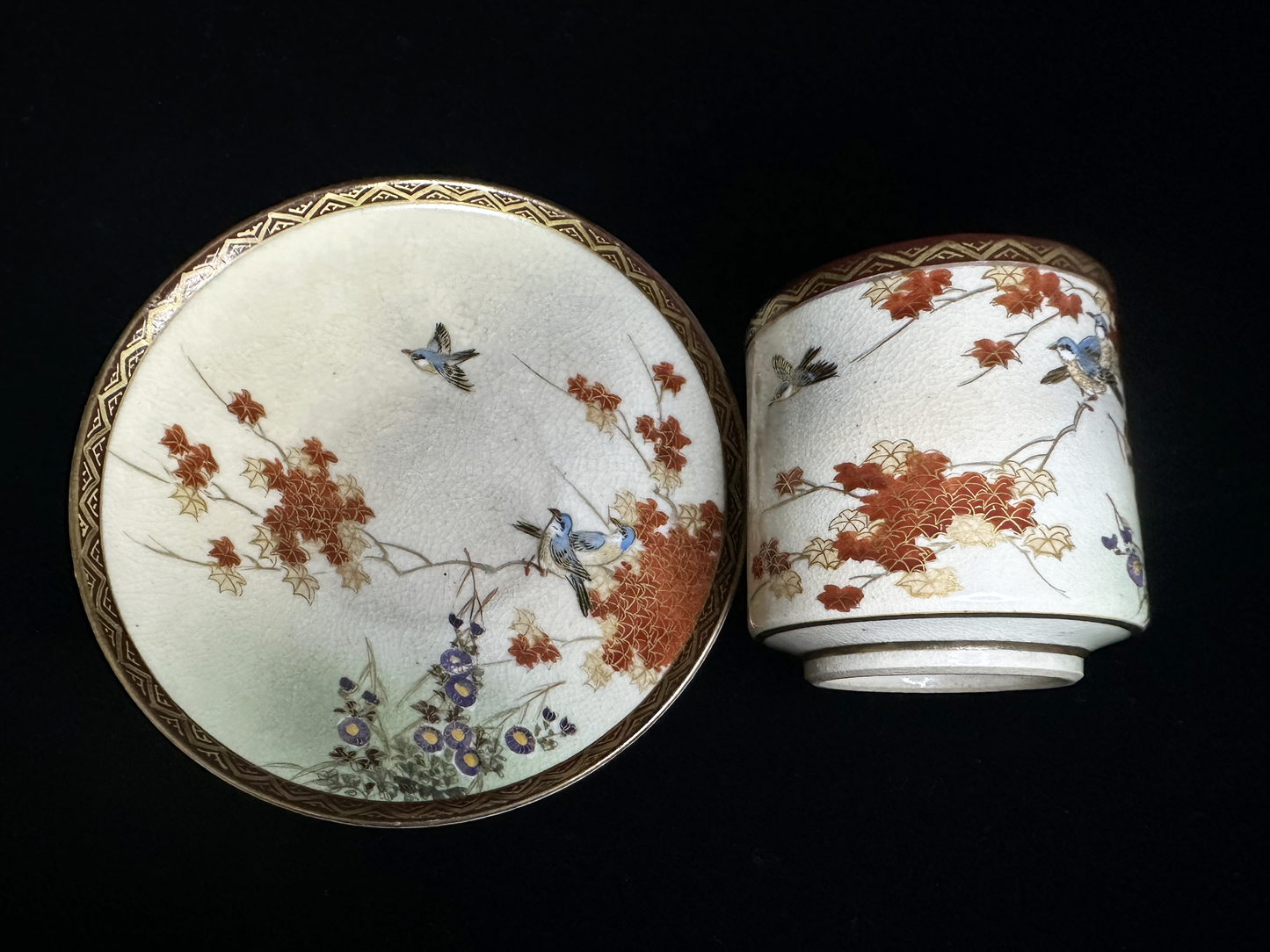 Masterpiece of Meiji/Taishō Era: Antique Satsuma-Style Tea Set (Over 100 Years Old)