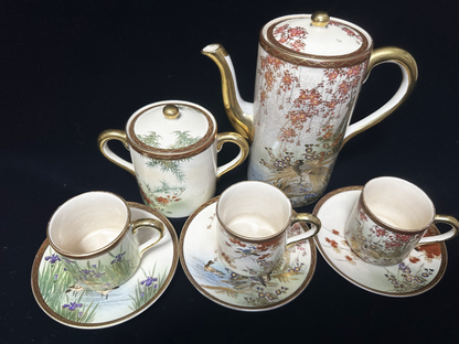 Masterpiece of Meiji/Taishō Era: Antique Satsuma-Style Tea Set (Over 100 Years Old)
