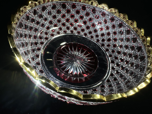 Shuseki's Radiant Ruby-Cut Kiriko Sweets Bowl: A Masterpiece of Edo Craftsmanship