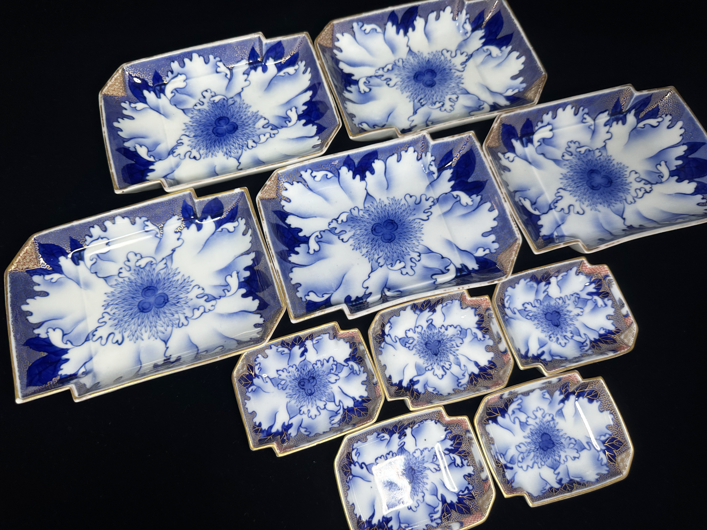 Blue and White Arita-yaki Serving Set by Fukagawa Seiji