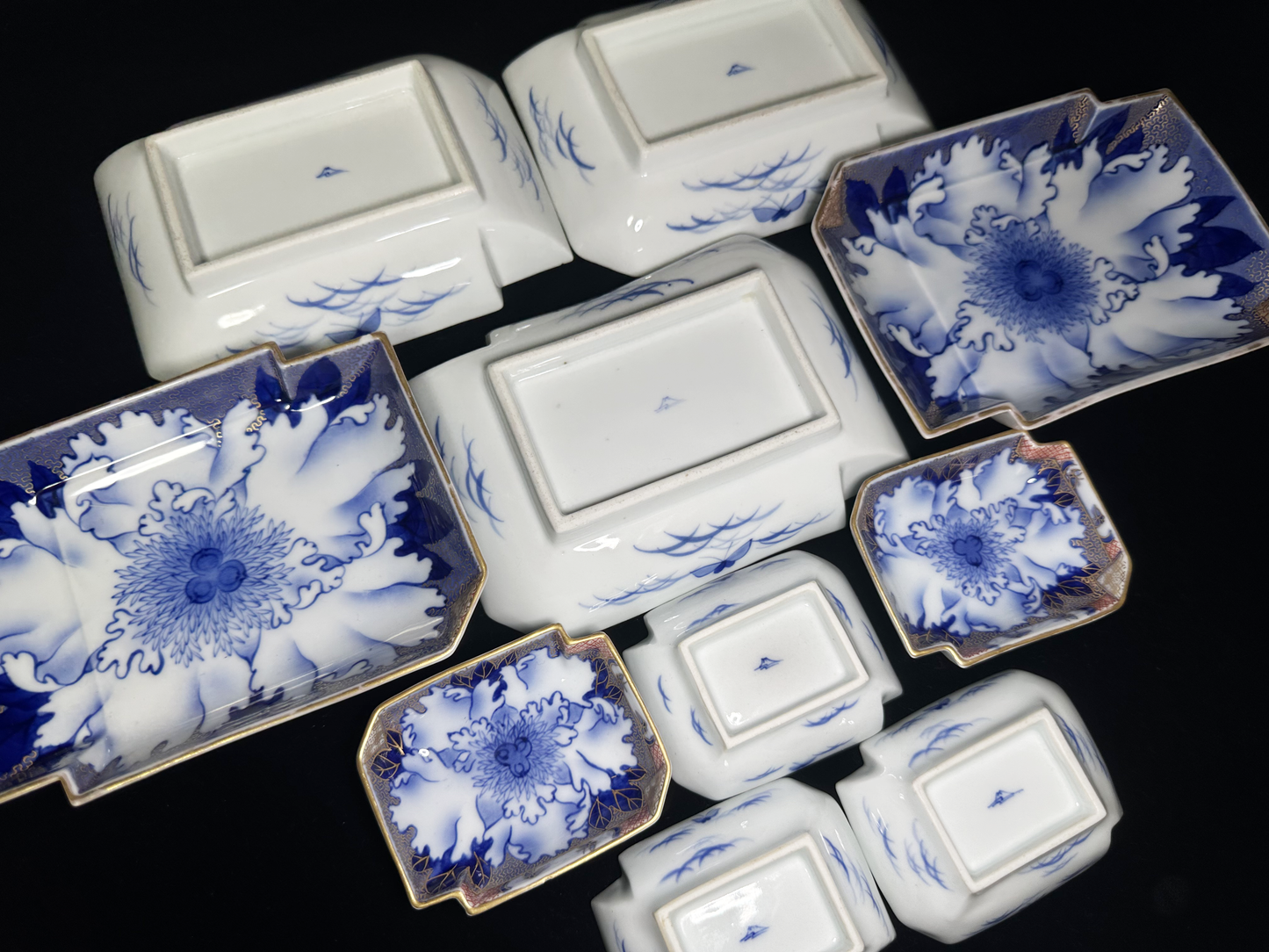 Blue and White Arita-yaki Serving Set by Fukagawa Seiji
