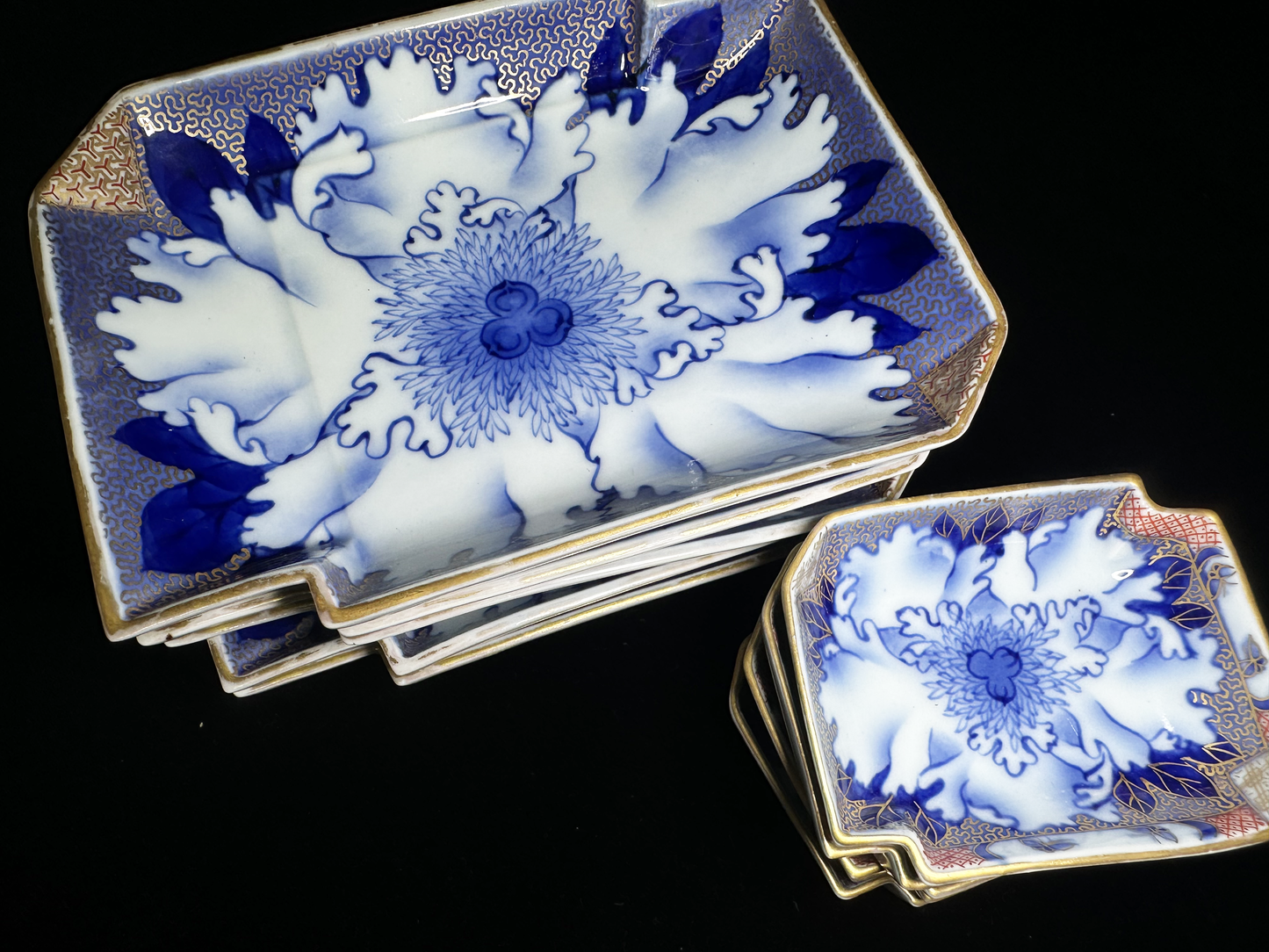 Blue and White Arita-yaki Serving Set by Fukagawa Seiji