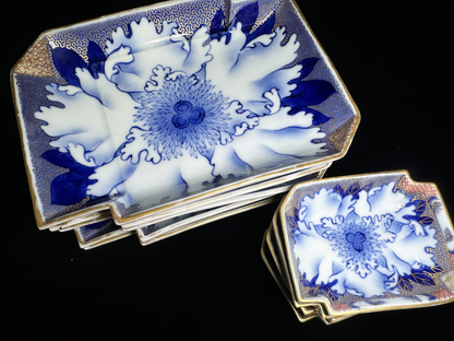 Blue and White Arita-yaki Serving Set by Fukagawa Seiji