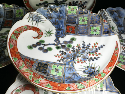 Exquisite Hand-Painted Kutani-yaki (Kutani Ware) Plates by a Ceramic Artist