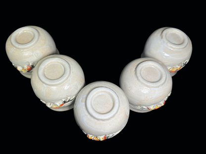 Jusuien (寿水園) Hand-Sculpted Tea Cups (Yunomi) - Set of Five with Realistic Crab Motif　寿水作 蟹細工 湯呑み 五客揃