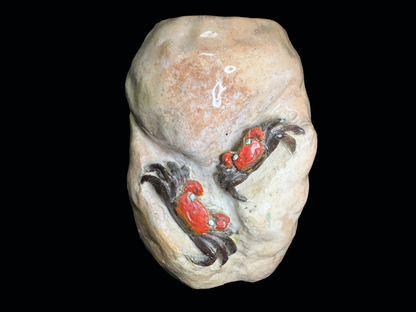 Suigetsu Style: Organic Vase (Hanaire) with Twin Crab Relief - Rock-like Form　水月様式：蟹の立体細工 花入