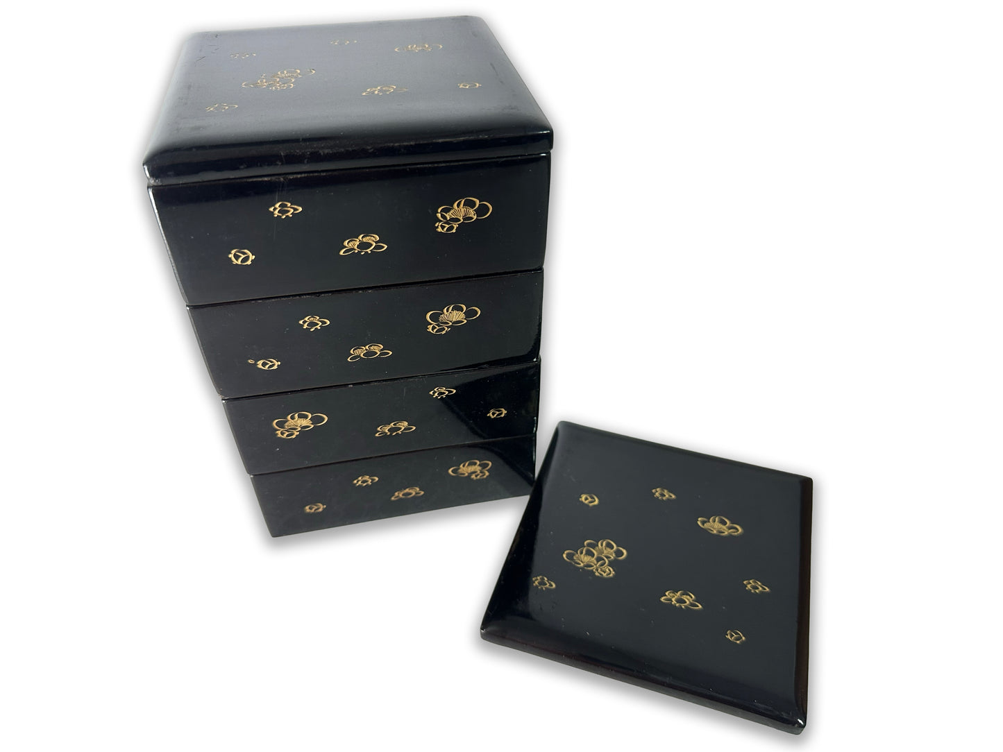 Meiji 8 (1875) Imperial Era Small Tiered Bento Box (Ko-Jubako) 明治8年 銘入り 小重箱 明治8年（1875年）の年号が記された希少なお品