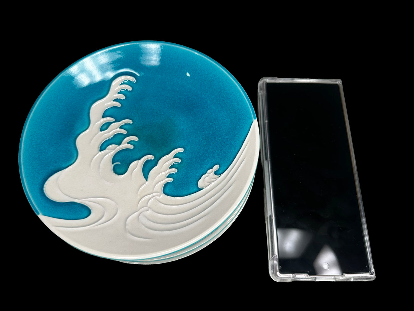 100 years oid Azure Waves: Kochiyaki Plates by Eiraku Zengoro 千家十職「永楽善五郎」 交趾波紋皿（5枚）