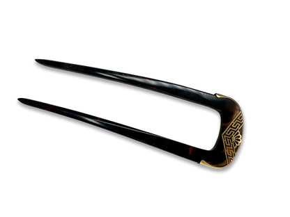 19th Century Tortoiseshell Hairpin with 20K Gold　20金装飾 鼈甲（べっこう）かんざし
