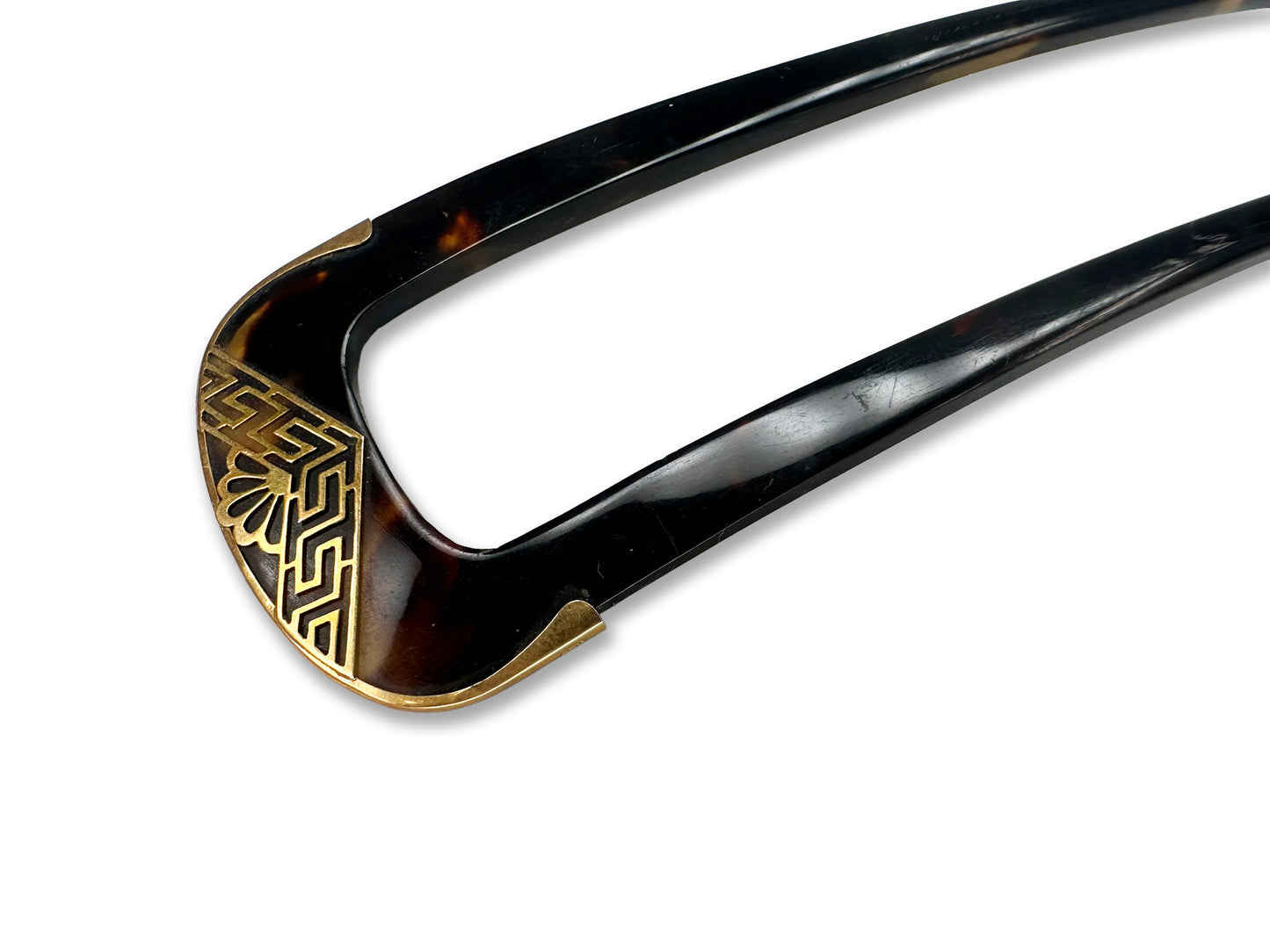 19th Century Tortoiseshell Hairpin with 20K Gold　20金装飾 鼈甲（べっこう）かんざし