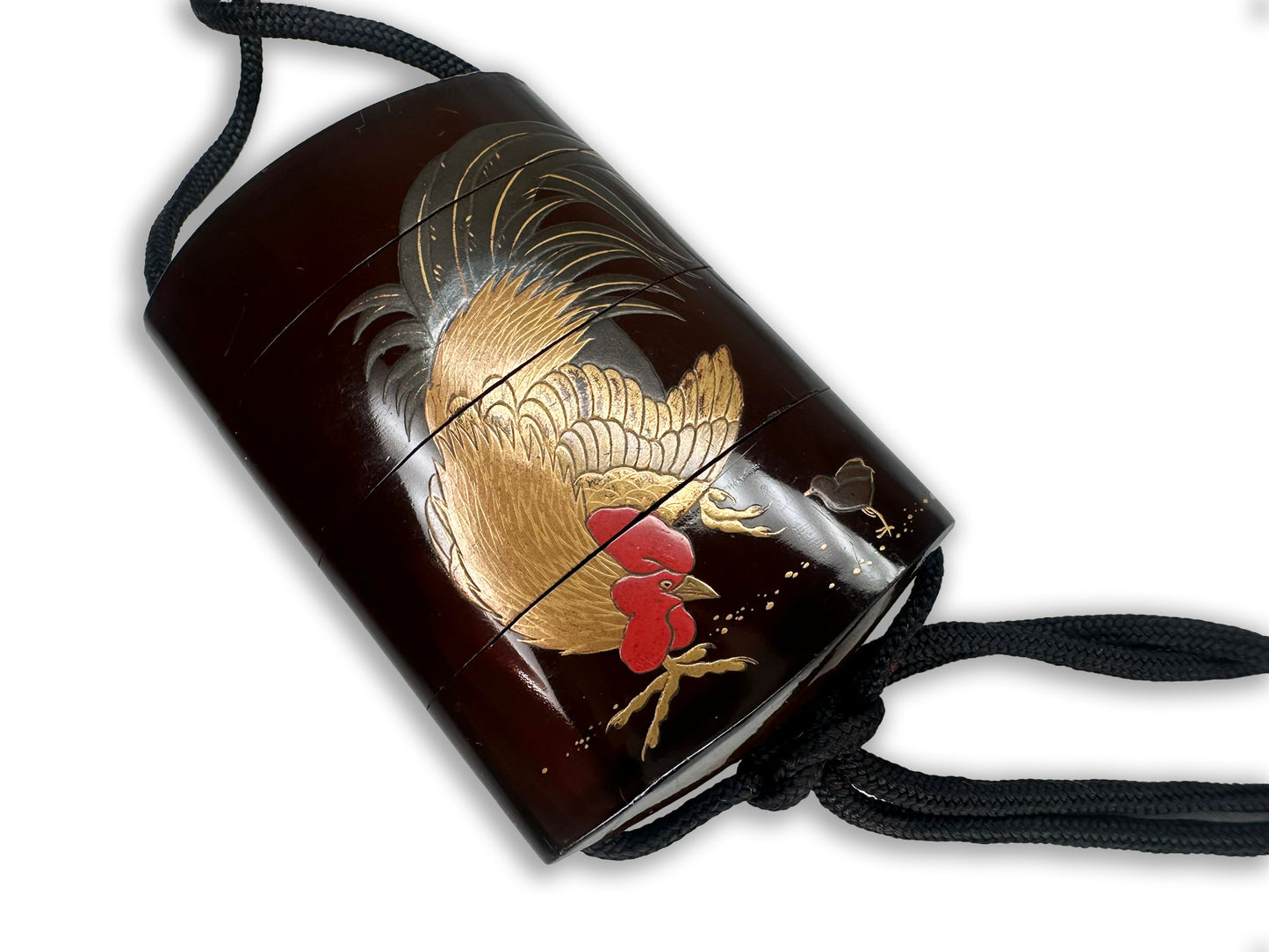 Exquisite 200-Year-Old Inro: A Golden Rooster Masterpiece 200年前の極上の印籠：金で描かれた豪華な鶏の傑作